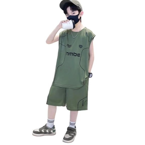 Wxolcjlv Toddler Boys Athletic Basketball Outfits Summer Lightweight Sleeveless Tank Top And Shorts Set Kids Boys Girls Outdoor Active Sport Quick Drying Thin Outfits,2Pc,6 -7 Years