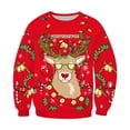 thumbnail image 1 of Wxolcjlv Toddler Boys Christmas Graphic Crew Neck Sweatshirt Reindeer Christmas Light Bulb Sunglasses Print Long Sleeve Fall Winter Festive Pullover Top, Sizes 2-12, 1 of 2