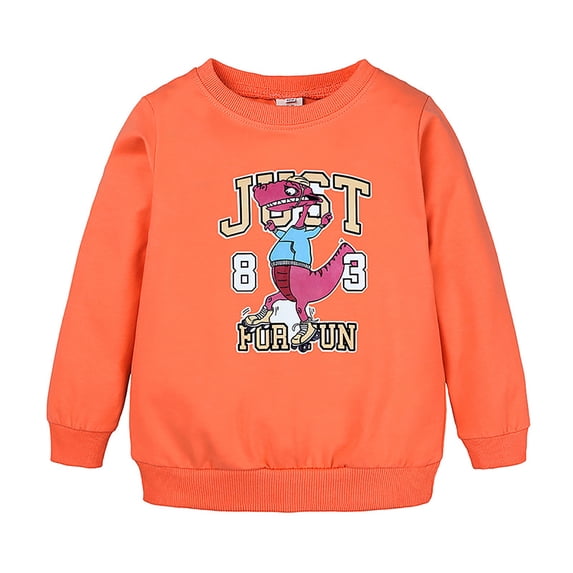 Wxolcjlv Toddler Boys Crewneck Sweatshirt Cartoon Dinosaur Print Funny Casual Long Sleeve Pullover Top, Sizes 12M-8Y