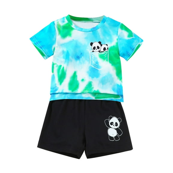 Wxolcjlv Toddler Boys Girls Short Sleeve Cartoon Prints T Shirt Pullover Tops Shorts Outfits,9 -12 Months