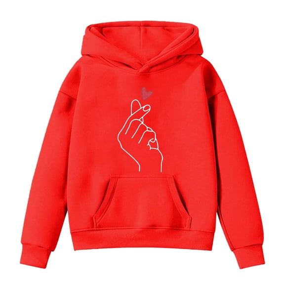Wxolcjlv Toddler Boys Hooded Sweatshirts Long Sleeve Heart Print Casual Pullover Hoodie With Pocket Unisex Soft Comfortable Sweatshirt Loose Outerwear For Kids Boys Girls,13 -14 Years