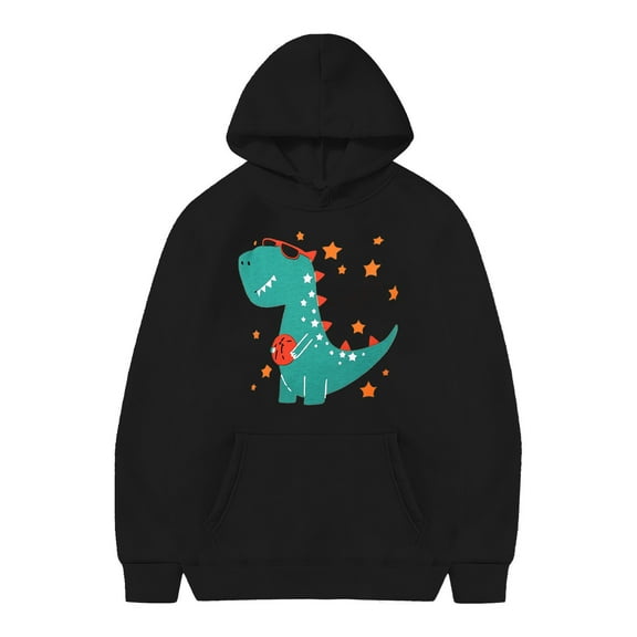 Wxolcjlv Toddler Boys Hoodies Cartoon Dinosaur Print Long Sleeve Fleece Pullover Hooded With Pocket Fashion Casual Sweatshirt Daily Wear Hoody Jackets For Boys Girls，10-11 Years