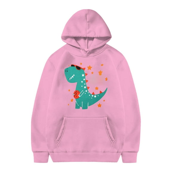 Wxolcjlv Toddler Boys Hoodies Cartoon Dinosaur Print Long Sleeve Fleece Pullover Hooded With Pocket Fashion Casual Sweatshirt Daily Wear Hoody Jackets For Boys Girls,10-11 Years