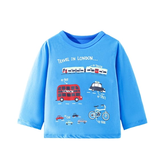 Wxolcjlv Toddler Boys Hoodless Sweatshirts Long Sleeve Casual Pullover With Cartoon Car Design Kids Comfortable Winter Autumn Spring Outerwear Loose No Hood Sweatshirt Tops,2 -3 Years