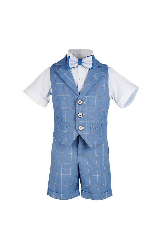 Toddler Boys Suit Four Piece Suit Formal Vest Suit Short Sleeved Performance Outfit Suitable For Kids Boy In Speech Performances Parties And Other Occasions Sets,6 -7 Years