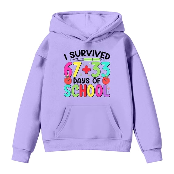 Wxolcjlv Toddler Girls 100 Days Celebration Hooded Pullover Sweatshirt School Casual Long Sleeve Top, Sizes 2-13