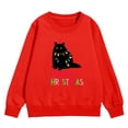 thumbnail image 1 of Wxolcjlv Toddler Girls Christmas Cat Print Crewneck Sweatshirt Winter Long Sleeve Casual Pullover Top, Sizes 3-10, 1 of 4