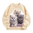 thumbnail image 1 of Wxolcjlv Toddler Girls Cute Cat Print Crewneck Sweatshirt Lined Long Sleeve Pullover Top, Sizes 2-14, 1 of 3