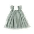 thumbnail image 1 of Wxolcjlv Toddler Girls Mesh Tutu Dresses Butterfly Flutter Sleeve Square Neck Holiday Party Dress, 1 of 4