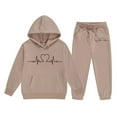 thumbnail image 1 of Wxolcjlv Toddler Girls Outfits Heart Print Long Sleeve Hoodie And Long Pant Set 2Pc Autumn Winter Thick Comfy Casual Stylish Sets,6 -7 Years, 1 of 3