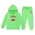 thumbnail image 1 of Wxolcjlv Toddler Girls Outfits Letter Cherry Print Long Sleeve Hoodie And Long Pant Set 2Pc Autumn Winter Thick Comfy Casual Stylish Sets,8 -9 Years, 1 of 3
