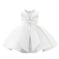 thumbnail image 1 of Wxolcjlv Toddler Girls Party Gown Dresses Solid Color Sleeveless Wedding Tutu Dress with Bow, 1 of 4