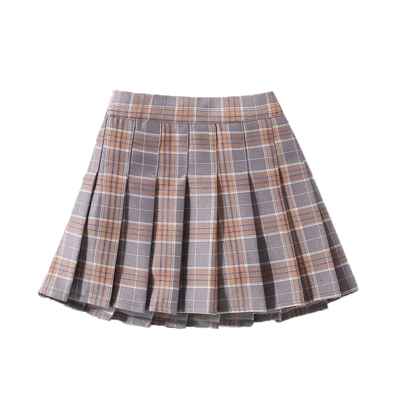 Wxolcjlv Toddler Girls School Uniform Pleated Skirts Summer High Waist A Line Plaid Skirt
