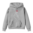 thumbnail image 1 of Wxolcjlv Toddler Girls Stylish Hoodie Hand Heart Print Pullover Hooded Sweatshirt, Sizes 3-14, 1 of 3