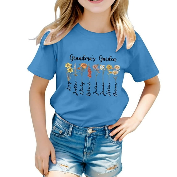 Wxolcjlv Toddler Girls T-Shirts Mother'S Day Bows Print Multicolor Round Neck Short Sleeve Tee Kids Boys Girls Summer Casual School Home Everyday Wear Stylish T-Shirts，3 -4 Years