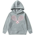 thumbnail image 1 of Wxolcjlv Toddler Kids Girls Hooded Sweatshirt Tennis Screen Printed Long Sleeve Pullover Hoodie Winter Wram Loose Fit Comfy Everyday Wear Outerwear Hoody Sweatshirts, 1 of 3