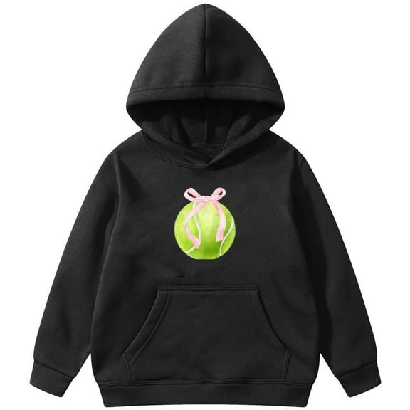 Wxolcjlv Toddler Kids Girls Hooded Sweatshirt Trendy Tennis Print Long Sleeve Pullover Hoodie Winter Wram Loose Fit Comfy Everyday Wear Outerwear Hoody Sweatshirts
