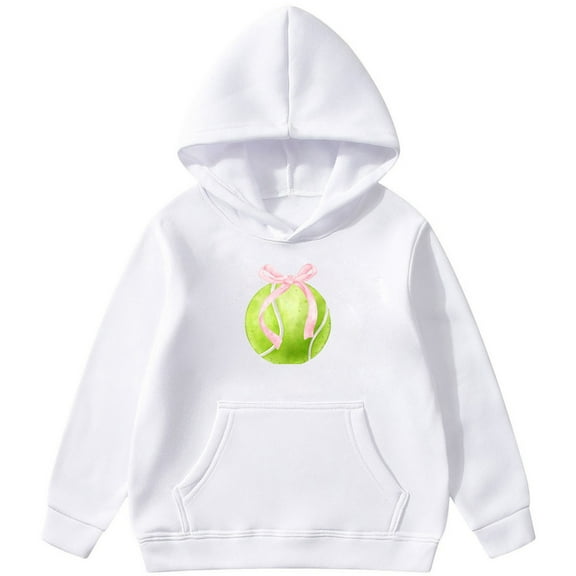 Wxolcjlv Toddler Kids Girls Hooded Sweatshirt Trendy Tennis Print Long Sleeve Pullover Hoodie Winter Wram Loose Fit Comfy Everyday Wear Outerwear Hoody Sweatshirts
