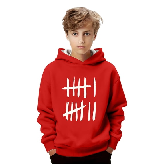 Wxolcjlv Tween Boys Graphic Pullover Hoodie Tally Mark Print Long Sleeve Novelty Casual Hooded Sweatshirt, Sizes 1-16