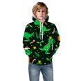 thumbnail image 1 of Wxolcjlv Tween Boys Pullover Hoodie Christmas Cartoon Dinosaur Print Unisex Holiday Hooded Sweatshirt, Sizes 3-14, 1 of 3