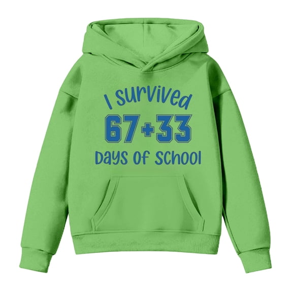 Wxolcjlv Tween Girls 100 Days School Print Hooded Sweatshirt Casual Long Sleeve Play Pullover Top, Sizes 2-13