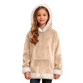 thumbnail image 1 of Wxolcjlv Tween Girls Christmas Graphic Pullover Hoodie Santa Fuzzy Trim Velvet Long Sleeve Fall Winter Festive Sweatshirt with pockets, Sizes 2-13, 1 of 7