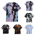 thumbnail image 1 of Wxolcjlv Unisex Black White Tie Dye Embroidery Crew Neck T-Shirt Short Sleeve Loose Fit Street Retro Daily Basic Tee, 1 of 4