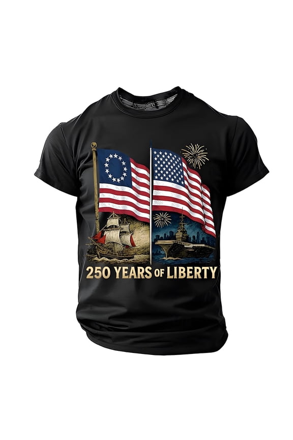 Usa 250Th Anniversary T-Shirt For Men's Casual Short Sleeve Comfortable Breathable Daily Couples Matching T Shirt,Size S-3XL
