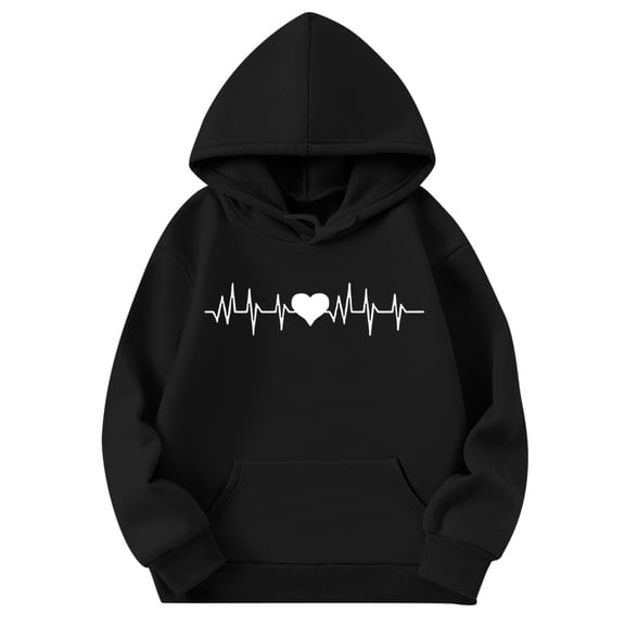 Wxolcjlv Women Valentine'S Day Hoodies Heart Printing Long Sleeve Sweater Tops With Pocket Winter Fashion Loose Pullover Sweatshirt