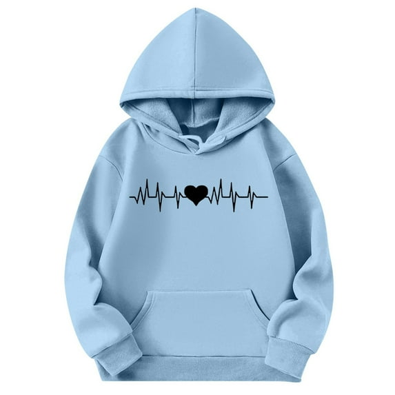 Wxolcjlv Women Valentine'S Day Hoodies Heart Printing Long Sleeve Sweater Tops With Pocket Winter Fashion Loose Pullover Sweatshirt