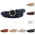 thumbnail image 1 of Wxolcjlv Women's Braided Leather Belt Round Metal Buckle Waist Strap Accessory, 1 of 3
