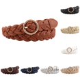 thumbnail image 1 of Wxolcjlv Women's Braided Leather Belt Round Metal Buckle Waist Strap Accessory, 1 of 3
