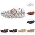 thumbnail image 1 of Wxolcjlv Women's Braided Leather Belt Round Metal Buckle Waist Strap Accessory, 1 of 3