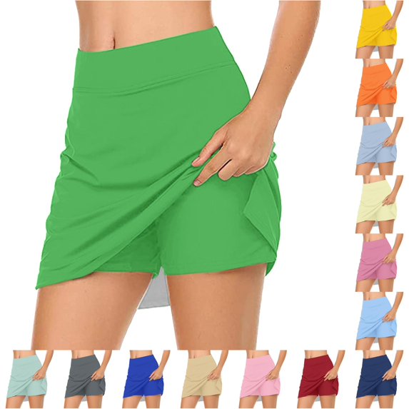 Wxolcjlv Women's Built‑In Shorts Skort High Waist Active Athletic Short Skirts
