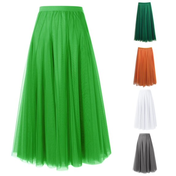 Wxolcjlv Women's Elastic Waist Tulle Maxi Skirt Flowy Wide Swing Silhouette for Evening Performance Gatherings Skirts