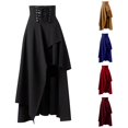 thumbnail image 1 of Wxolcjlv Women's Gothic Maxi Skirt High Waist Lace Up Irregular Asymmetrical Layered Long Skirt, 1 of 5
