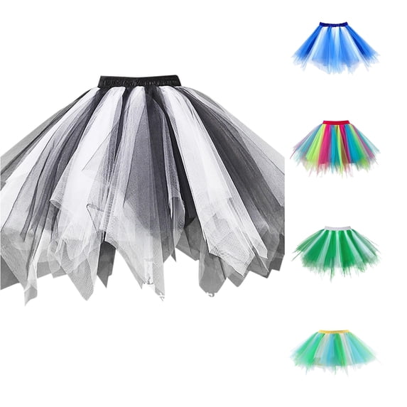 Wxolcjlv Women's Gradient Tulle Tutu Mini Skirt Elastic Waist Performance Festival Short Skirts