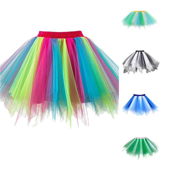 Wxolcjlv Women's Gradient Tulle Tutu Mini Skirt Elastic Waist Performance Festival Short Skirts