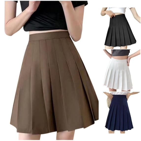 Wxolcjlv Women's High Waist Pleated Mini Skirt Flared A‑Line Cut for School Street Daily Activities Skirts