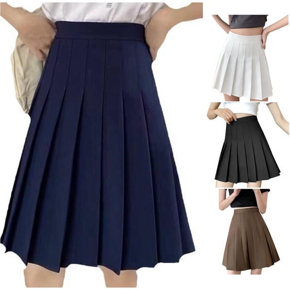 Wxolcjlv Women's High Waist Pleated Mini Skirt Flared A‑Line Cut for School Street Daily Activities Skirts