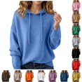 thumbnail image 1 of Wxolcjlv Women's Knitted Hooded Sweaters Long Sleeve Drawstring Hood Ribbed Hem Knit Garments, 1 of 4