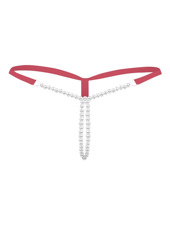 Women's Pearl Decorated Thong Sexy Date Night Comfortable Intimate G String Panty