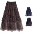 thumbnail image 1 of Wxolcjlv Women's Plaid Tiered Tulle Maxi Skirt Elastic Waist Asymmetrical Hem Skirt, 1 of 7