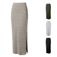 thumbnail image 1 of Wxolcjlv Women's Ribbed Knit Midi Skirt High Waist Side Slit Bodycon Midi Skirts, 1 of 4
