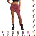 thumbnail image 1 of Wxolcjlv Women's Solid Ruched Asymmetrical Maxi Skirt High Waist Bodycon Chic Going‑Out Skirts, 1 of 4