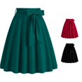 thumbnail image 1 of Wxolcjlv Women's Solid Swing Midi Skirt Tie Bow Waist Office Dating Midi Skirts, 1 of 4