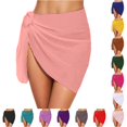 thumbnail image 1 of Wxolcjlv Women's Tie Side Sarong Wrap Skirt Side Slit Beach Swimwear Casual Cover Up, 1 of 4