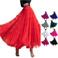 thumbnail image 1 of Wxolcjlv Women's Tiered Ruffled Maxi Skirt Elastic Waist Flowy Layered Cut Skirts, 1 of 4