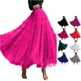 thumbnail image 1 of Wxolcjlv Women's Tiered Ruffled Maxi Skirt Elastic Waist Flowy Layered Cut Skirts, 1 of 4