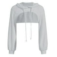 thumbnail image 1 of Wxolcjlv Women's Ultra Cropped Hoodies Solid Color Drawstring Long Sleeve Pullover Y2K Streetwear Casual Outfits, 1 of 3